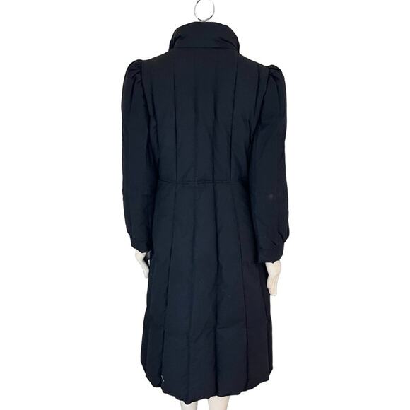 VTG 80s Puff Shoulder Full Zip Down Feather Puffer Coat in Black SZ 10 - Picture 7 of 13